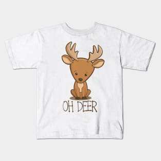 Oh Deer - cute worried little kawaii deer Kids T-Shirt